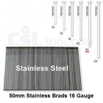 Box of 2500 16 Gauge Stainless Steel Brads 50mm Long