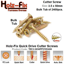 Holz-Fix high performance 3.5 x 50 Pozi Cutter Screw Tub of 2400 Pcs.