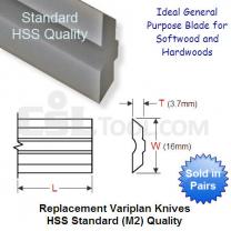 Pair of 510mm Variplan Replacement Knives HSS Standard M2 Grade