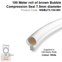 100 Meter roll of white Bubble Compression Seal 7.5mm diameter WSBU75-100-WH