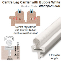 Perimeter Q-Lon Seal 2.2 meter long with Centre Leg Carrier White WSCQS-CL-WH