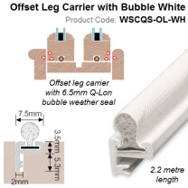 Perimeter Q-Lon Seal 2.2 meter long with Offset Leg Carrier White WSCQS-OL-WH