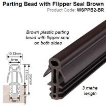 Plastic Parting Bead 3 meter length with Flipper Seal Brown WSPPB2-BR