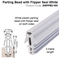 Plastic Parting Bead 3 meter length with Flipper Seal White WSPPB2-WH