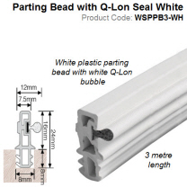 Plastic Parting Bead 3 meter length with Q-Lon Bubble Seal White WSPPB3-WH