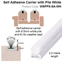 Perimeter Pile Seal 2.2 meter long with Self Adhesive Carrier White WSPPS-SA-WH