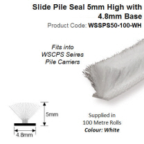 100 Meter Roll of 5mm high White Slide Pile to fit Slide Pile Carriers WSSPS50-100-WH